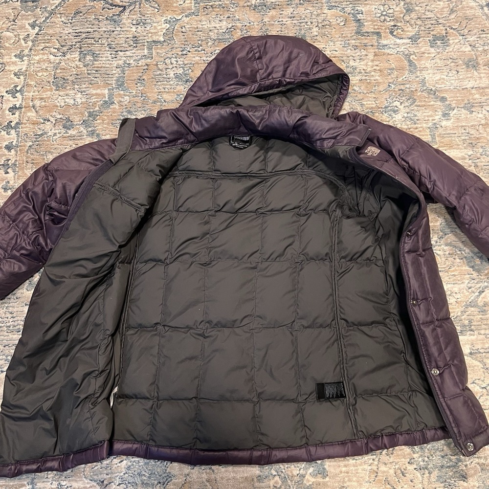 North Face Jacket Womens Medium Purple Hooded 600 Down Puffer Coat Winter Zip - Picture 3 of 12